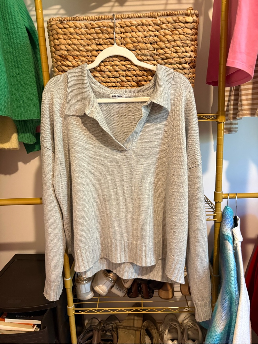 Grey Collared Knit Sweater